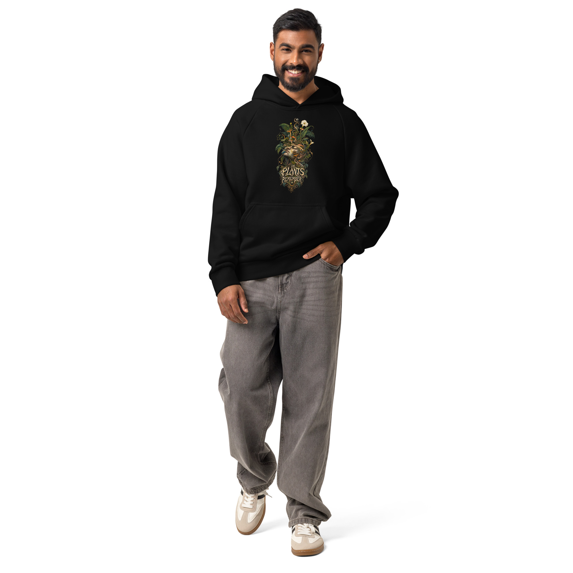 The Plants Remember hoodie male lifestyle front